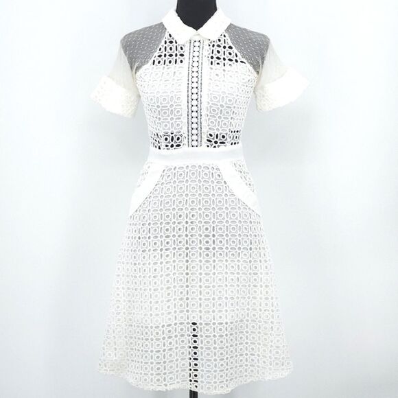 Little Star Korean Dress Womens Size XS White Lace Mesh Coquette Feminine Demure - Picture 1 of 16